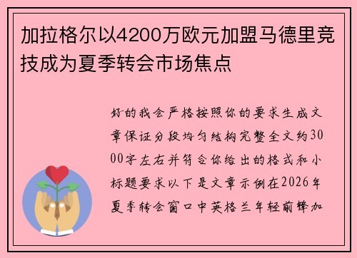 加拉格尔以4200万欧元加盟马德里竞技成为夏季转会市场焦点 加拉格尔以4200万欧元加盟马德里竞技成为夏季转会市场焦点